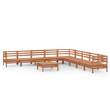 ZNTS 10 Piece Garden Lounge Set Solid Wood Pine Honey Brown 3083122