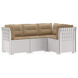 4-Seater Garden Sofa with Cushions Rattan Look PP White 3443988