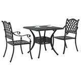 Garden Table Set 3 pcs Black Cast Aluminium 3334733
