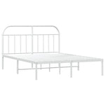 Metal Bed Frame without Mattress with Headboard White 140x190cm 353684