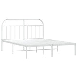 Metal Bed Frame without Mattress with Headboard White 140x190cm 353684