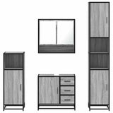 ZNTS 4 Piece Bathroom Furniture Set Grey Sonoma Engineered Wood 3301228