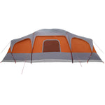 ZNTS Family Tent with Porch Dome 9-Person Grey and Orange Waterproof 4009586