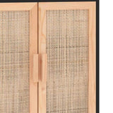 Sideboard Black Engineered wood, Solid pine wood, Natural rattan 345631