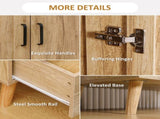 2 Door Wardrobe, Modern Wardrobe with 2 Drawer and Hanging Rail for Bedroom, Natural T3398P378726