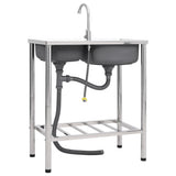 Camping Sink Double Basins with Tap Stainless Steel 151211