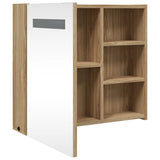 Bathroom Mirror Cabinet with LED Light Oak 60x13x52 cm 357972