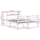 Bookcase Bed without Mattress White 135x190 cm Double Solid Wood Pine 3321847