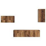 TV Cabinet Set with Drawer 4 pcs Old Wood Engineered Wood 3393297