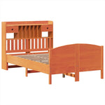 ZNTS Bookcase Bed without Mattress Wax Brown 120x190 cm Small Double Solid Wood Pine 3323157