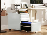 3-Drawer Steel Filing Cabinet with Lock and Wheels - White T3398P341015