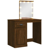 Dressing Table with LED Lights Brown Oak 90x42x132.5 cm 834977