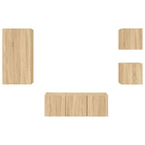 5 Piece TV Wall Units with LED Sonoma Oak Engineered Wood 3216827
