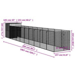 Dog House with Run Light Grey 165x1067x181 cm Galvanised Steel 3189107