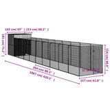 Dog House with Run Light Grey 165x1067x181 cm Galvanised Steel 3189107