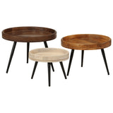 Round Coffee Tables 3 pcs Solid Wood Mango 352033