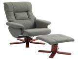 Faux Microfibre Leather Manual Recliner and Footstool Set - Grey T3398P342457