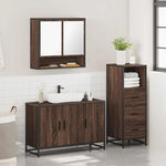 ZNTS 3 Piece Bathroom Furniture Set Brown Oak Engineered Wood 3301044