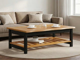 Coffee Table EKAI Black 100 x 60 x 45.5 cm Solid Pine Wood 42037019