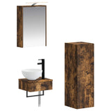 Bathroom Cabinet Set 4 pcs Smoked Oak 43 x 16 x 62.5 cm 3407371