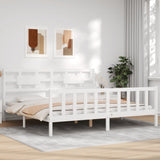 Bed Frame without Mattress White Super King Size Solid Wood Pine 3192572