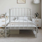 ZNTS Metal Bed Frame without Mattress with Footboard White 100x190cm 373948