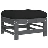 Garden Footstool with Cushion Grey Solid Wood Pine 825669