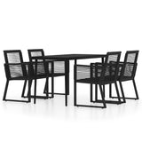 Dining Set Black Powder-coated steel, glass, PVC rattan Medium 3099157
