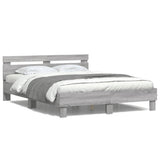Bed Frame with LED without Mattress Grey Sonoma 140x190 cm 3207565