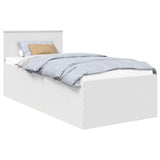 Bed Frame with Headboard White 75 x 190 cm Engineered Wood 3408627