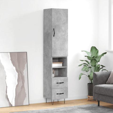 Highboard Concrete Grey 34.5x34x180 cm Engineered Wood 3198949