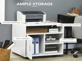 Multi-Storage Printer Stand Unit Office Desk Side Mobile Storage w/ Wheels Modern Style 60L x 50W x T3398P344425