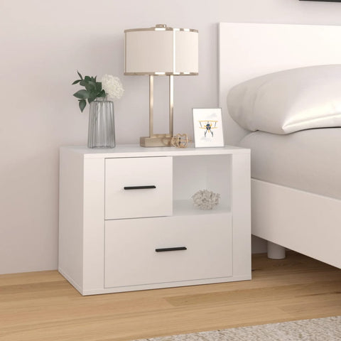 ZNTS Bedside Cabinet White 60x36x45 cm Engineered Wood 816736