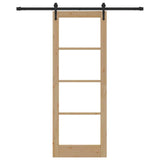 Sliding Door Natural 78 x 211 cm Solid Pine Wood and Glass 3332329