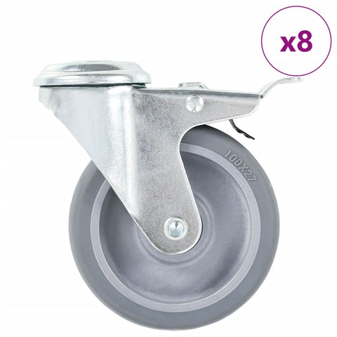 8 pcs Bolt Hole Swivel Casters 100 mm 277866
