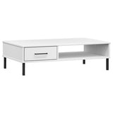 Coffee Table with Metal Legs White Solid Wood Pine OSLO 351038