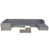 8 Piece Garden Lounge Set with Cushions Poly Rattan Grey 42746