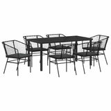 Garden Dining Set 7 pcs Black Poly Rattan 3380908