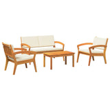 Bistro Set with Cushion 4 pcs Brown Polyester 3328613
