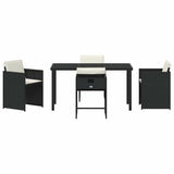 Garden Dining Set with Cushion 5 pcs Black Poly Rattan 3379973