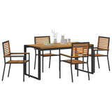 Garden Dining Set 5 pcs Black and Brown Poly Rattan 3365475