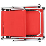 Sun Lounger Red Aluminium, Textilene Standard Foldable 44334