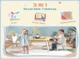 3-Piece Kids Table and Chairs Set with Convertible Desk and Storage Grid, Kids Activity Table for T3398P347724