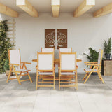 Garden Dining Set Folding 7 pcs Cream White Solid Acacia Wood 3375743