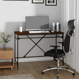 Desk Brown Oak 100x50x75 cm Engineered Wood and Iron 826723