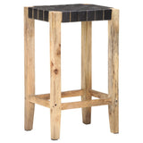 Bar Stools 2 pcs Black Real Leather 75 cm 321835
