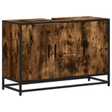 Bathroom Sink Cabinet Smoked Oak 90x33x60 cm Engineered Wood 849271