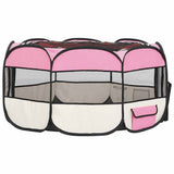 171012 Foldable Dog Playpen with Carrying Bag Pink 145x145x61 cm