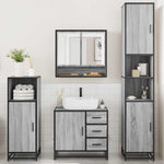 ZNTS 4 Piece Bathroom Furniture Set Grey Sonoma Engineered Wood 3301228