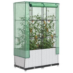 ZNTS Raised Bed with Greenhouse Cover Rattan Look 80x40x138 cm 4015842